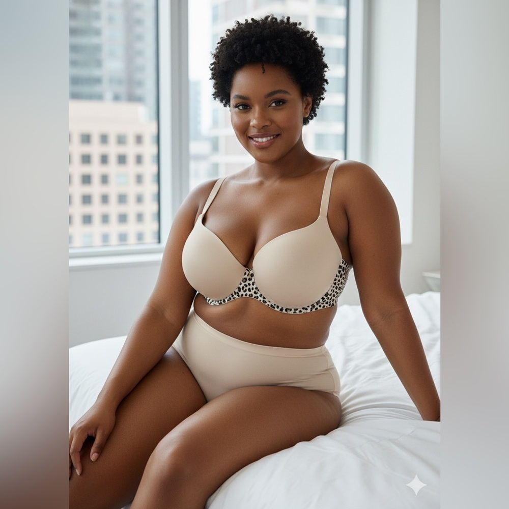 Elegant Beige and Leopard Print Bra